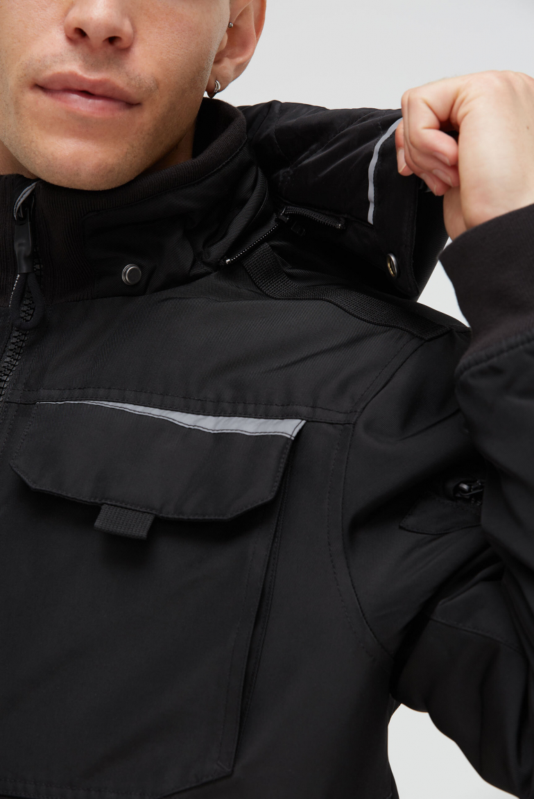 Wattierter Blouson im Worker-Stil mit Kapuze