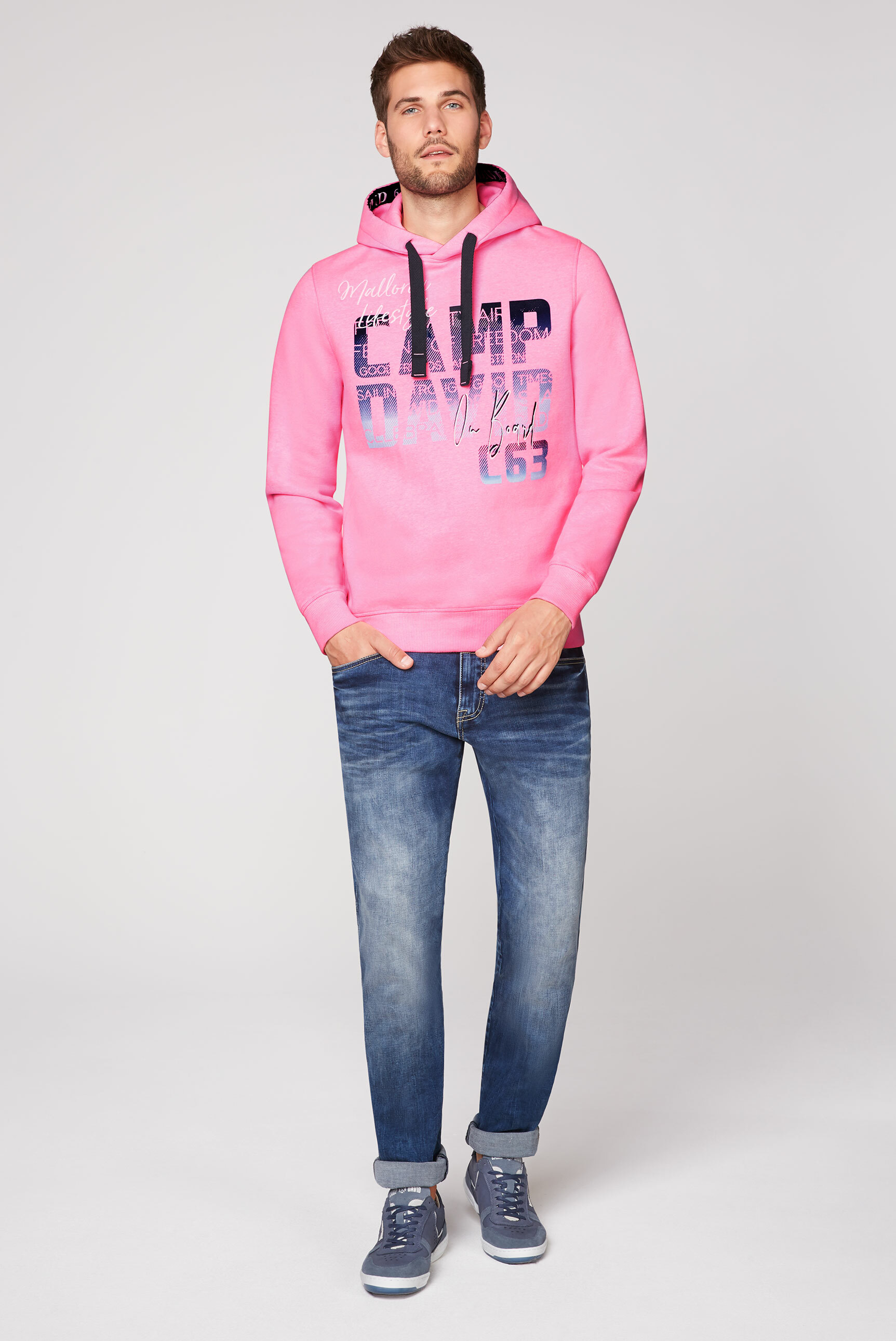 CAMP DAVID & SOCCX | Hoodie mit Special Photoprints neon pink