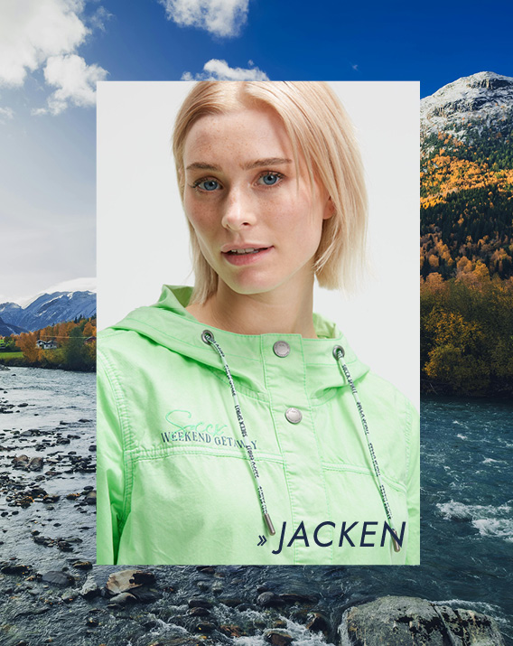 Model trägt grüne Jacke 