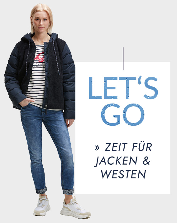Models tragen dunkelblaue Jacken