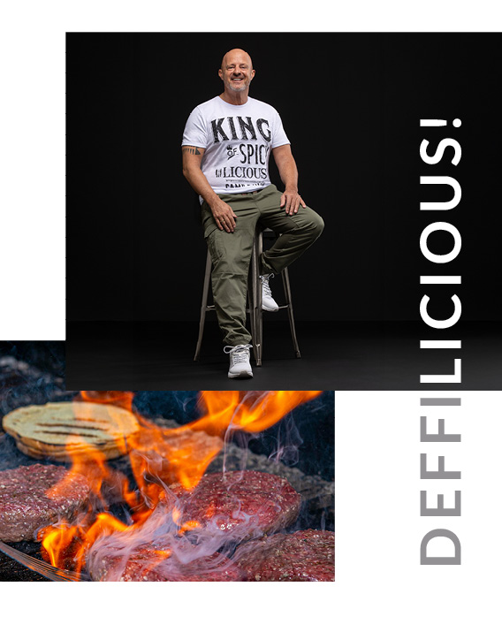 Deffi Kollektion weißes T-Shirt mit der Aufschrift King of Spice